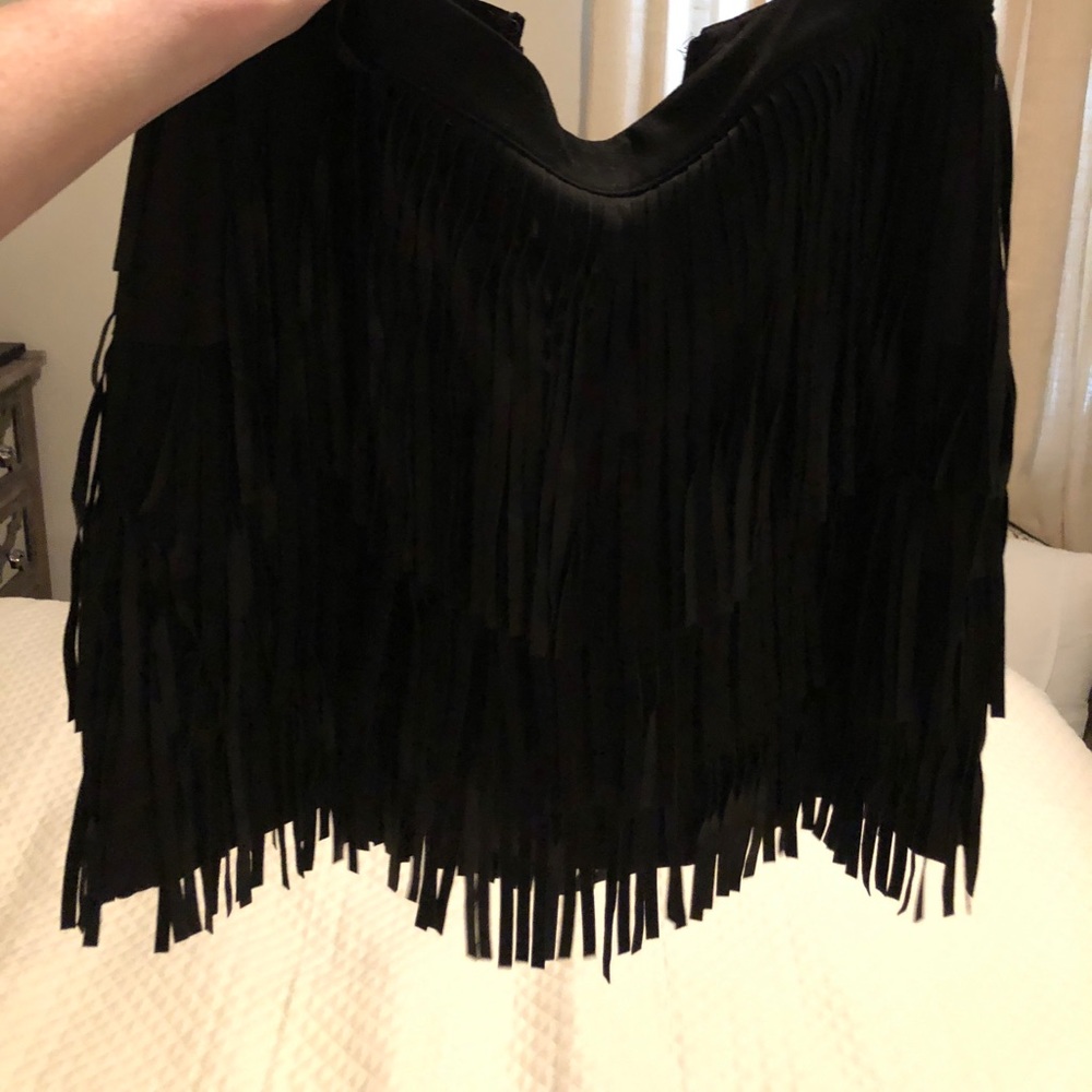 Suede fringe skirt